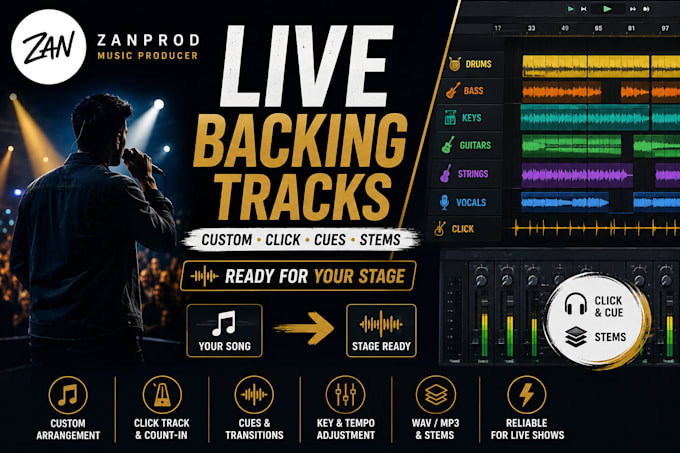 create custom backing tracks with click for live performance