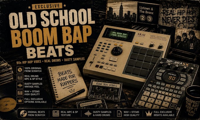 create exclusive 90s old school boom bap beats