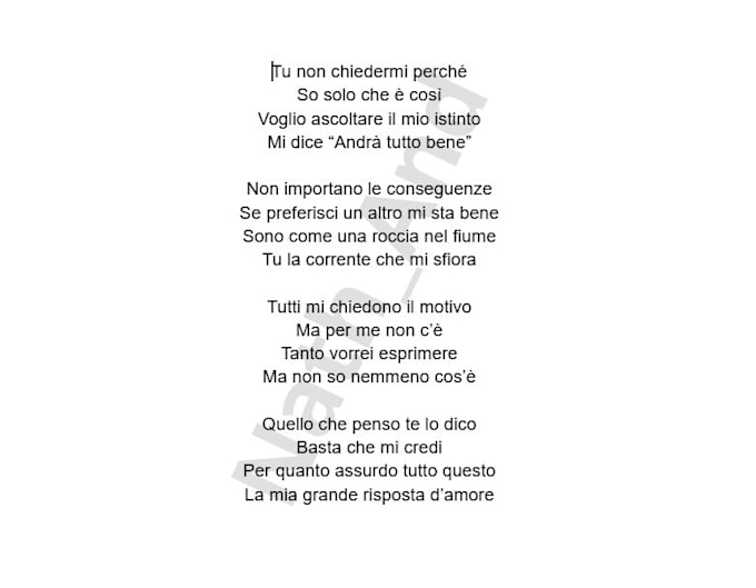 write a verse of a song in italian
