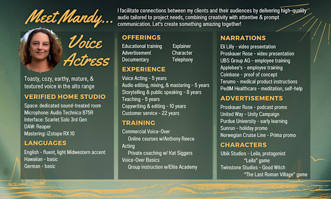 record corporate elearning, educational module, training course female voiceover