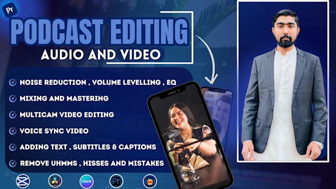 do audio podcast editing with mixing and mastring