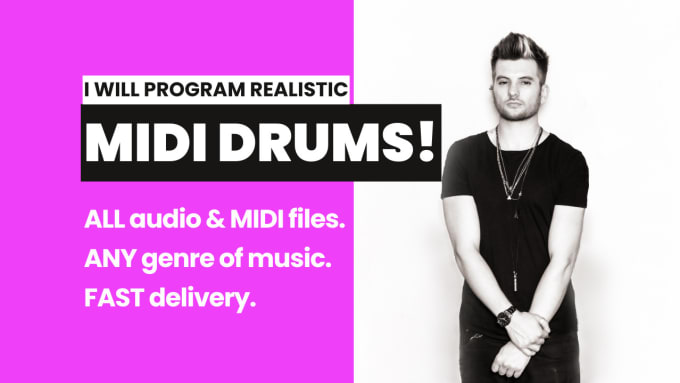 program amazing realistic midi drum beats for your song or track