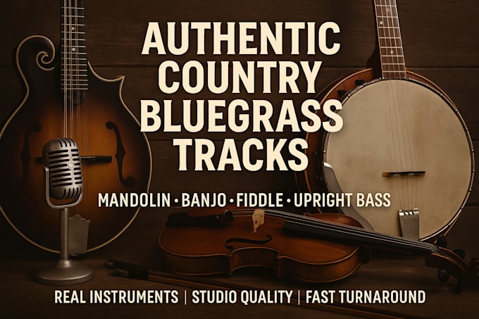 Record country bluegrass music with mandolin, banjo, fiddle and upright ...