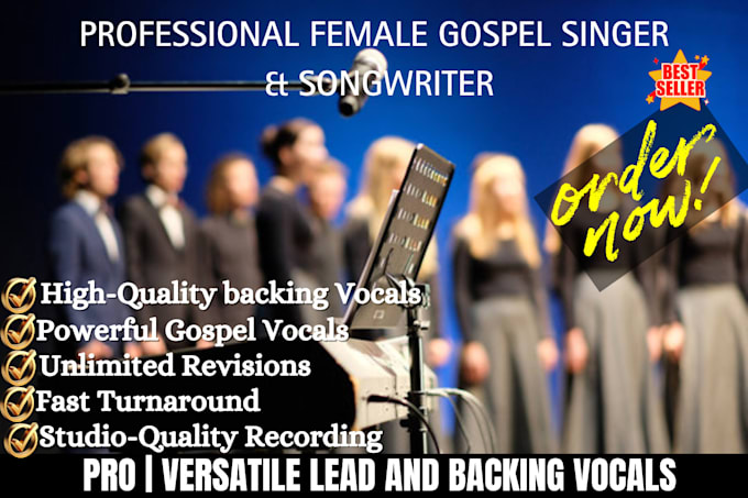 in 24hours, record professional backing vocals, gospel harmony for you