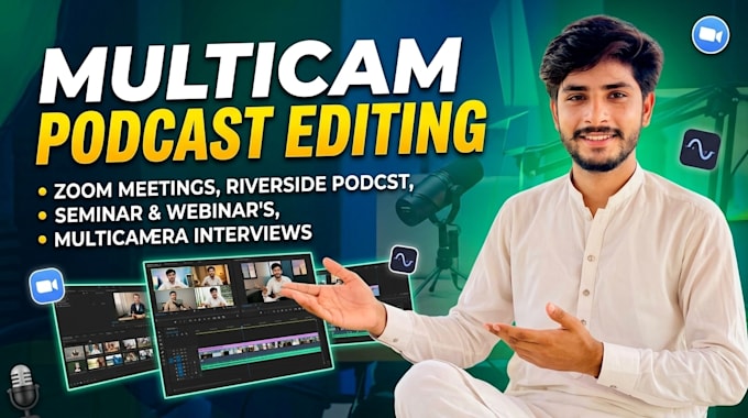 do podcast video and audio editing including multicam editing