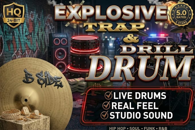 record explosive trap and drill drum tracks for your beat