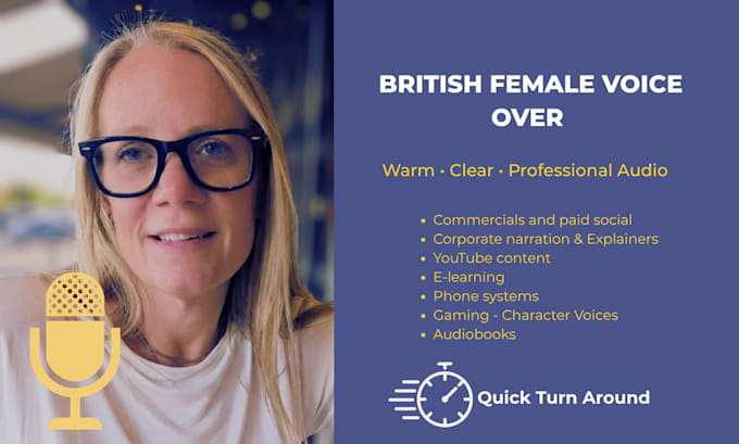 record a warm, clear and professional british female voice