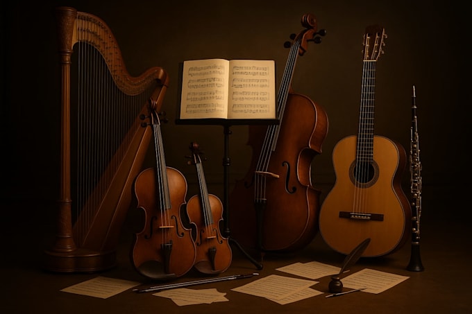 record-play-violin-viola-oboe-cello-guitar-harp-solo-duet-trio-quartet