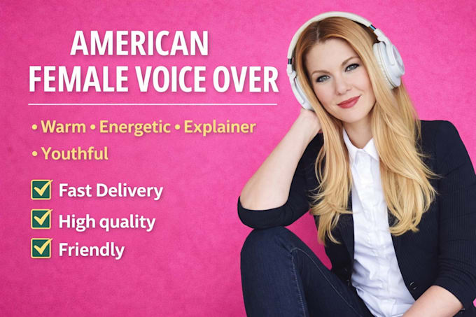 provide a professional american female voice over service