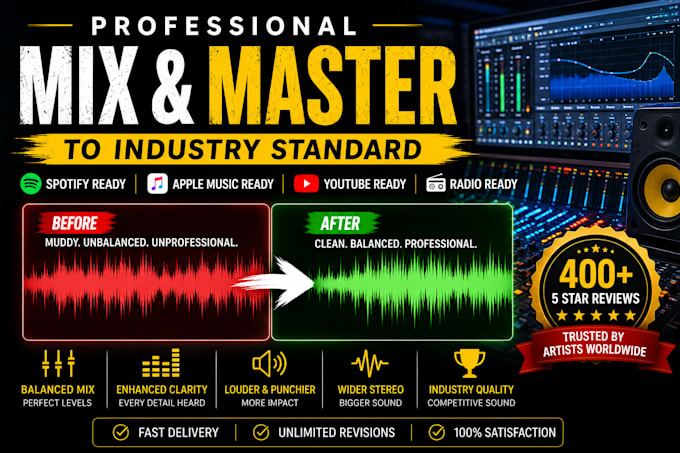 as an experienced audio engineer, mix and master your songs
