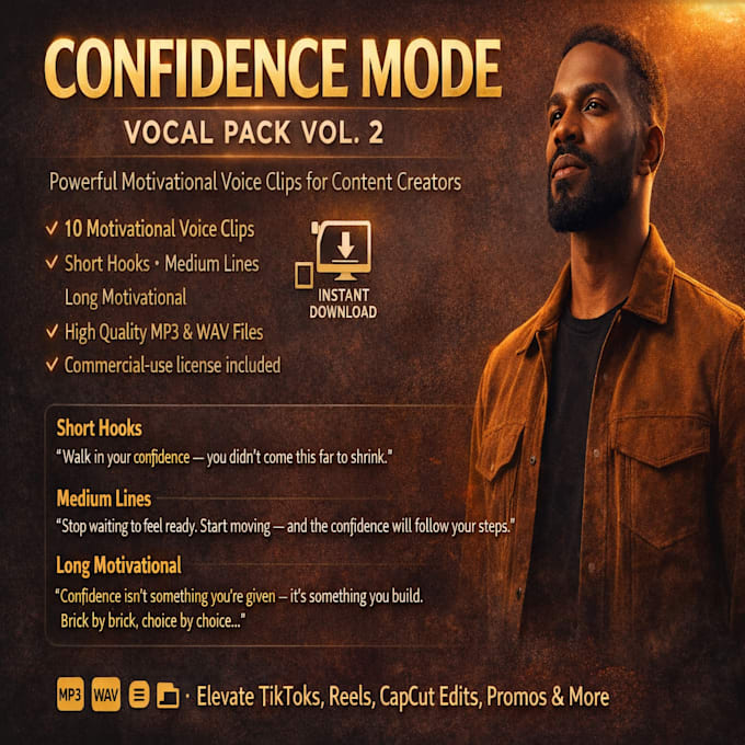 provide motivational voice over clips for content creators