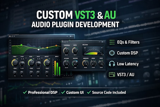 develop custom vst audio plugin vst3 au plugin audio plugin vst dsp eqs filters