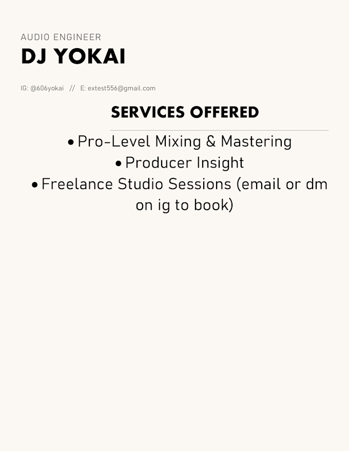 mix, master anything and engineer studio sessions