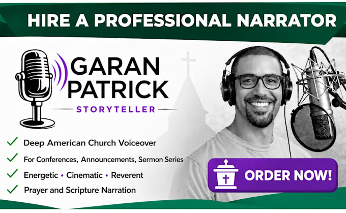 record a deep, cinematic voiceover for your church service