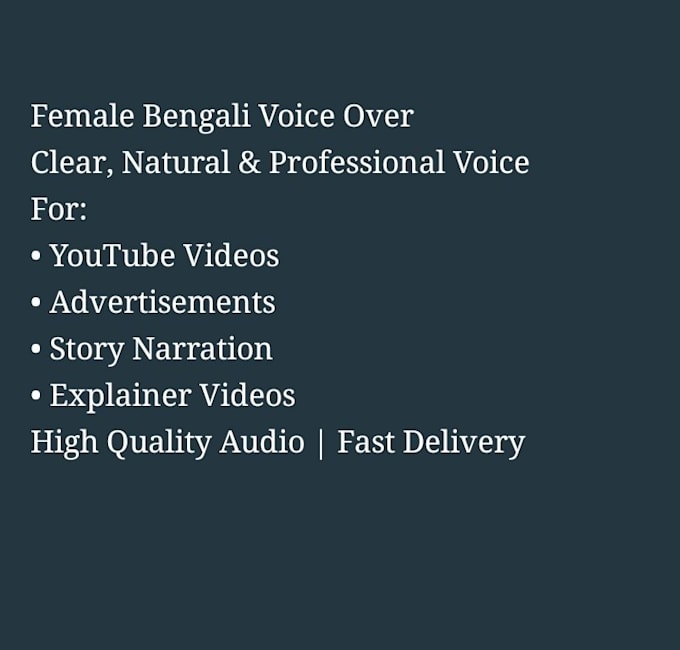 do bengali and hindi  female voice over
