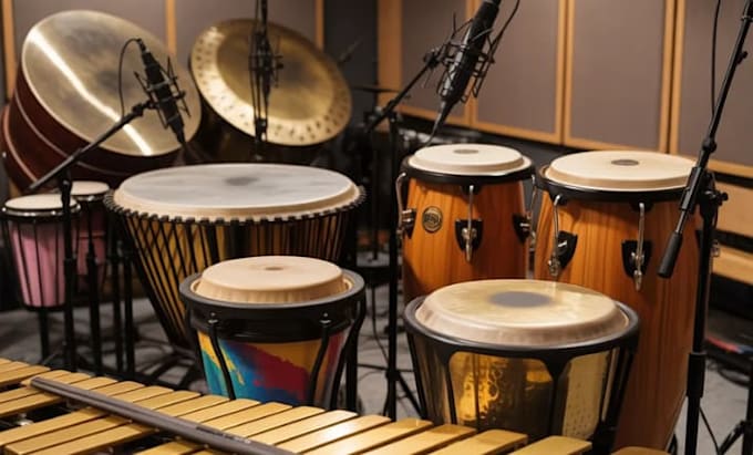 record percussions, bongo, vibraphone, steelpan drum, conga for your song