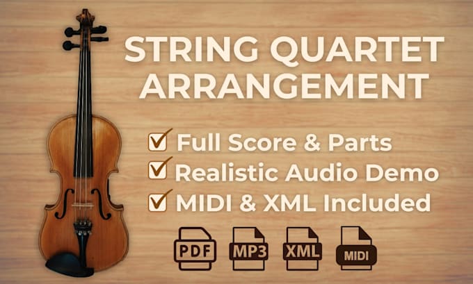 transcribe and arrange professional string quartet sheet music