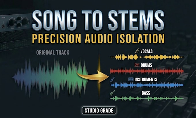 extract vocals, drums, bass, and instruments from any track