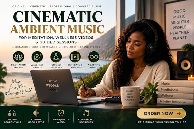 compose cinematic ambient for mediation, wellness videos and guided session