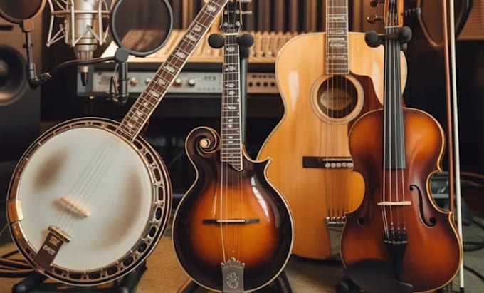 record mandolin fiddle guitar and banjo with india sitar track with melody