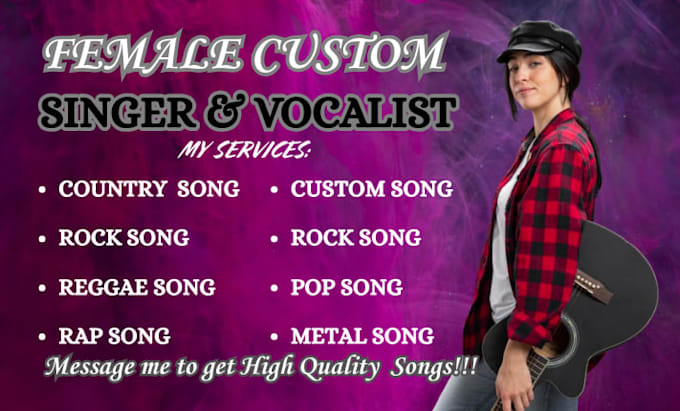 be your female pop singer edm singer female vocalist reggae singer rnb singer