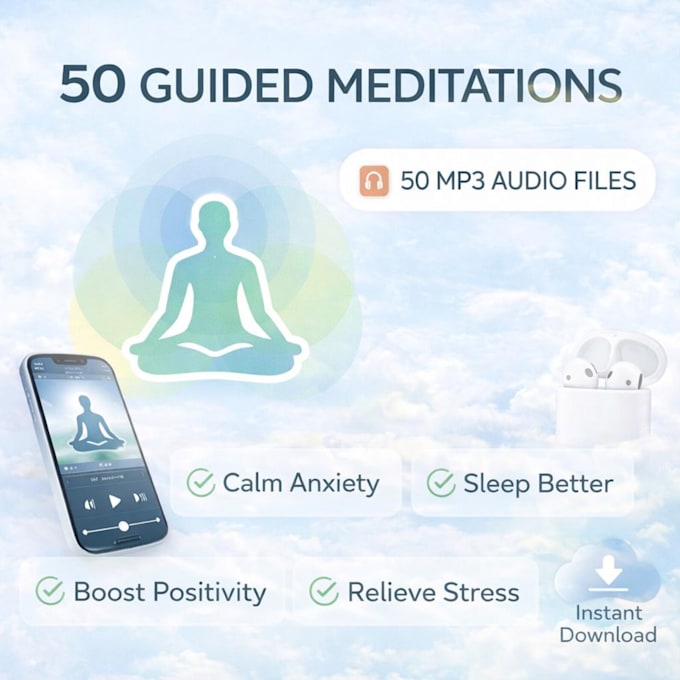 provide 50 guided meditations mp3 mega bundle with resell rights