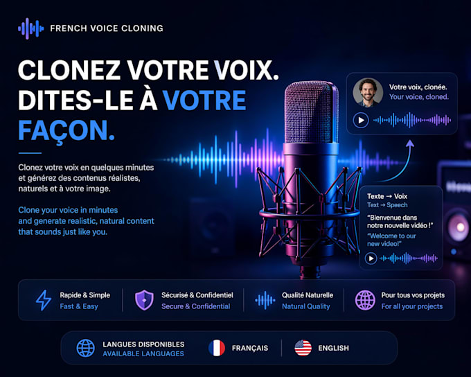 clone an english or french voice with a small extract of the voice to clone