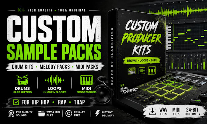 create custom trap drum kits, loops and midi packs