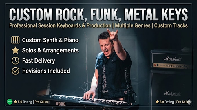 record rock, funk, metal keyboard tracks for your songs