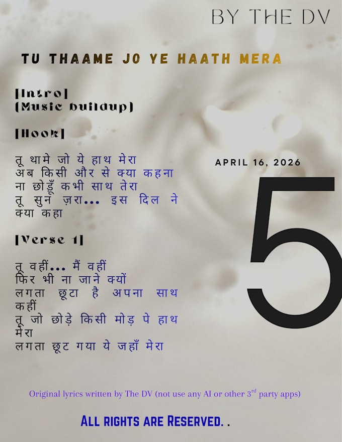 write soul touching hindi romantic song lyrics