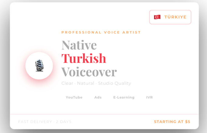 record a professional native turkish voiceover
