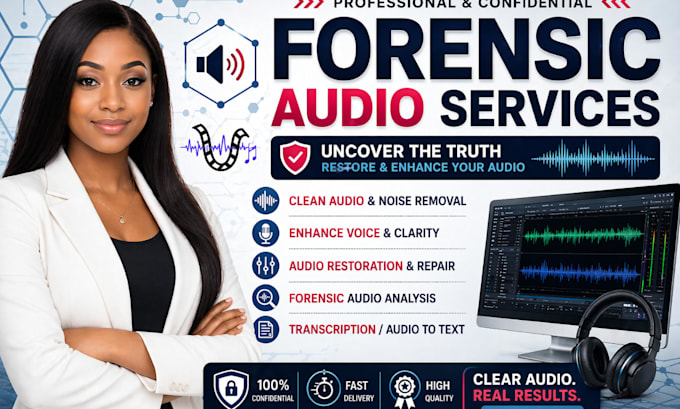 clean up audio, remove noise, enhance voice and do forensic audio analysis