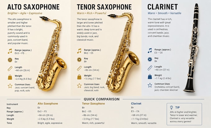 record alto and tenor saxophone or clarinet for your project