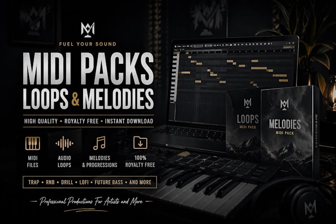 create custom melodies, midi packs, loops, and song starters