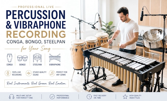 record percussion and vibraphone congo bongo  steelpan drum for your song