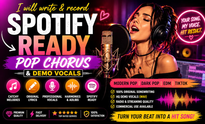 write a spotify ready pop chorus and demo vocals