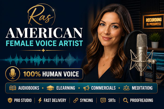 record warm friendly american female voiceover