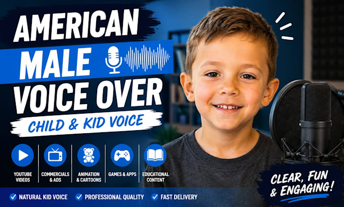 record professional child voice over kid voice acting and american male voice