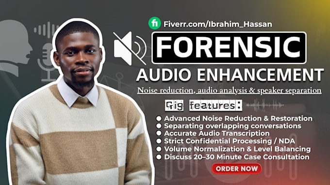 do forensic audio, noise reduction, cleanup, repair, in 24hours and write report