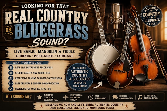 create banjo track, guitar, fiddle, sax for music