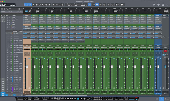 set up your mix session in presonus studio one or fender studio pro