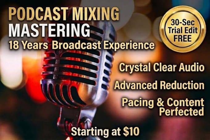 provide podcast editing, mixing and mastering