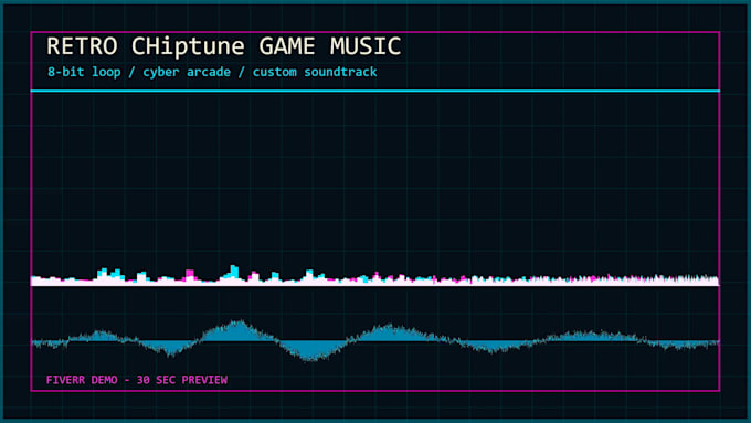 create retro chiptune 8 bit game music and visualizer