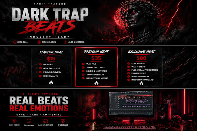 make custom dark trap beats for your song