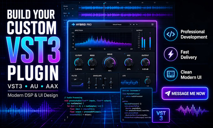 create a professional vst3 plugin with modern dsp and clean UI design