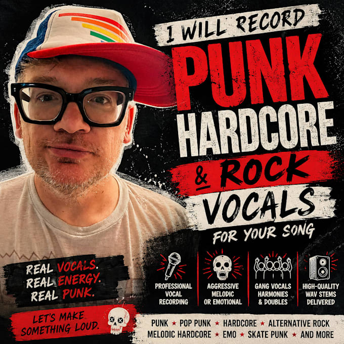 record authentic punk, hardcore, rock, and poppunk vocals