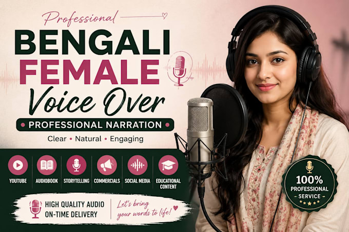 record a professional bengali female voice over