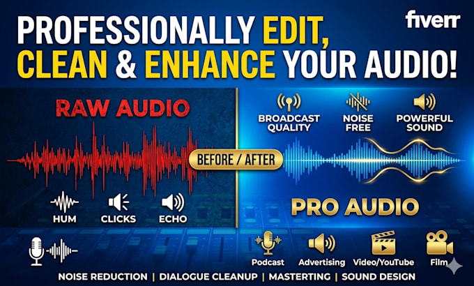 professionally edit, clean and enhance your audio