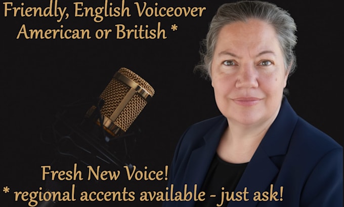 record a friendly english female voiceover for your project