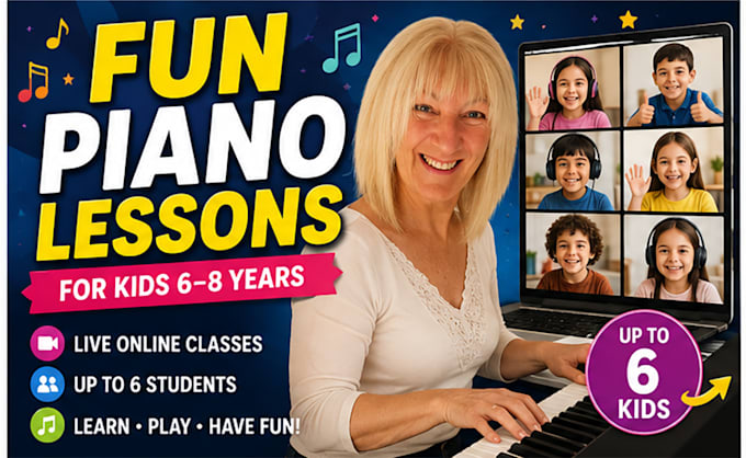 teach fun and interactive live group piano lessons online